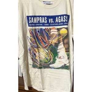 Vintage Agassi & Sampras Tennis Tour T-shirt, XL, 1996, Cleveland,Ohio,
